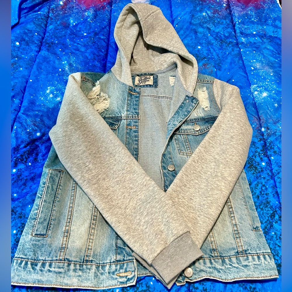 Eclipse Distressed Denim Sweater Jacket